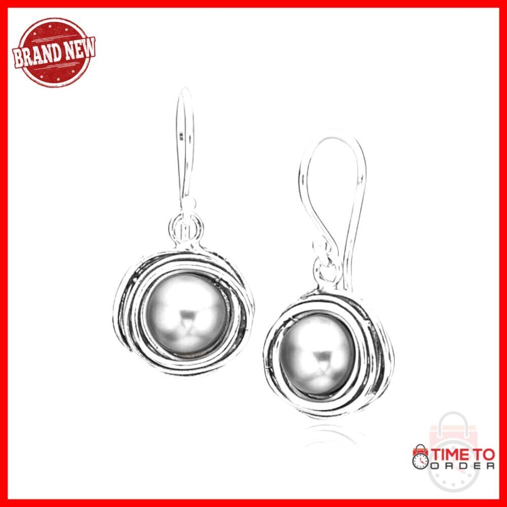 Sterling Silver Pearl Dangle Earrings, Hypoallergenic Vintage Design